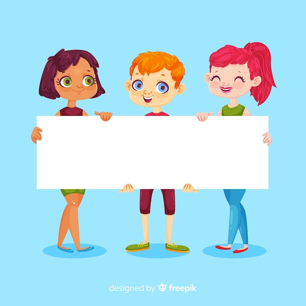 Free vector people holding blank banner