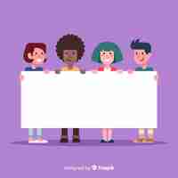 Free vector people holding blank banner