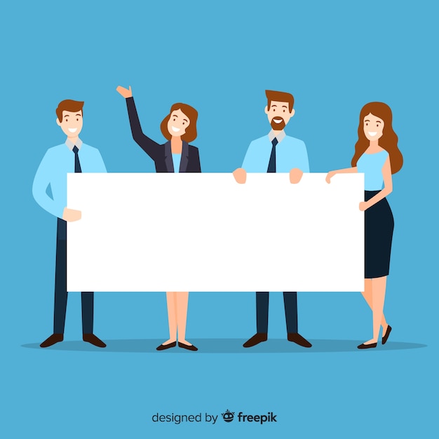 Free vector people holding blank banner