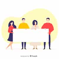 Free vector people holding blank banner
