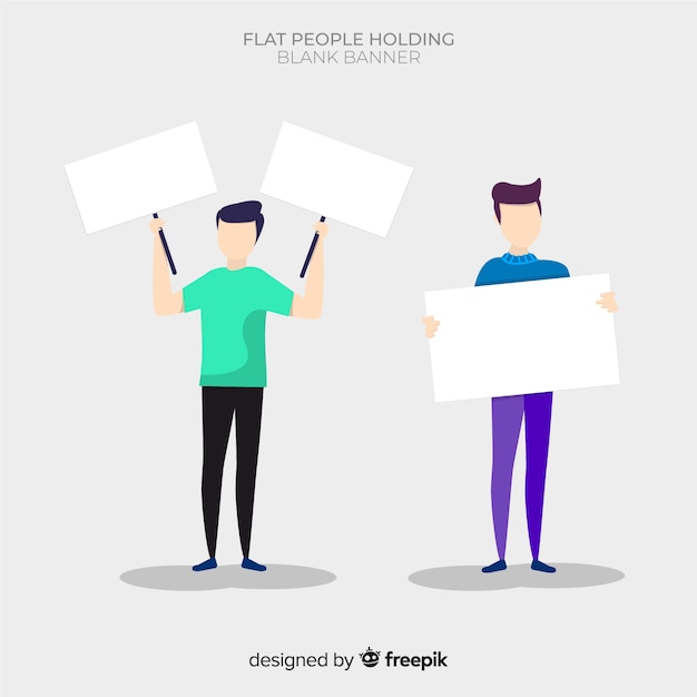 Free vector people holding blank banner