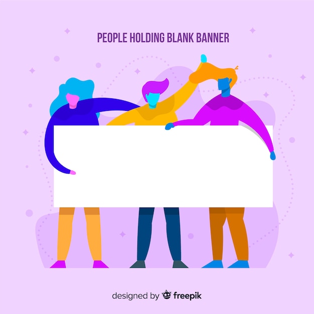 Free vector people holding blank banner