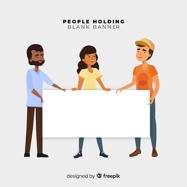 Free vector people holding blank banner