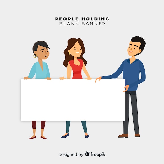 Free vector people holding blank banner