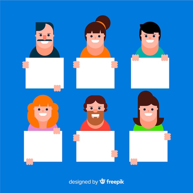 Free vector people holding blank banner