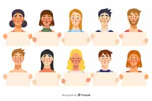 Free vector people holding blank placard collectio