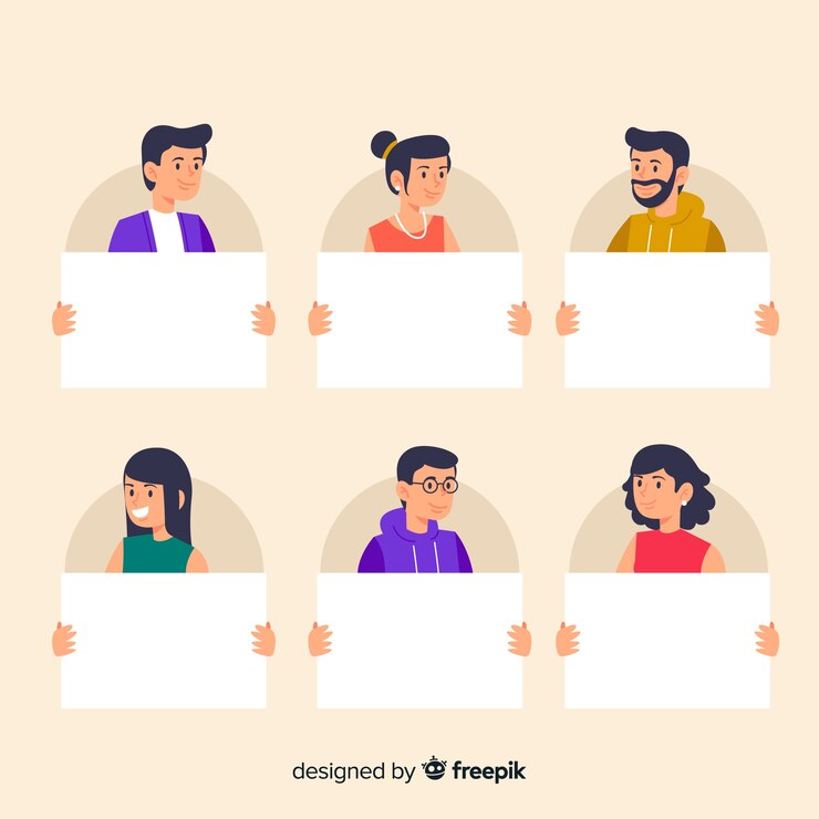 Free Vector people holding blank placard collectio