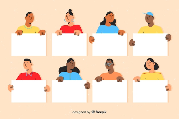 Free vector people holding blank placard collectio