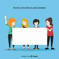 Free vector people holding blank sign background