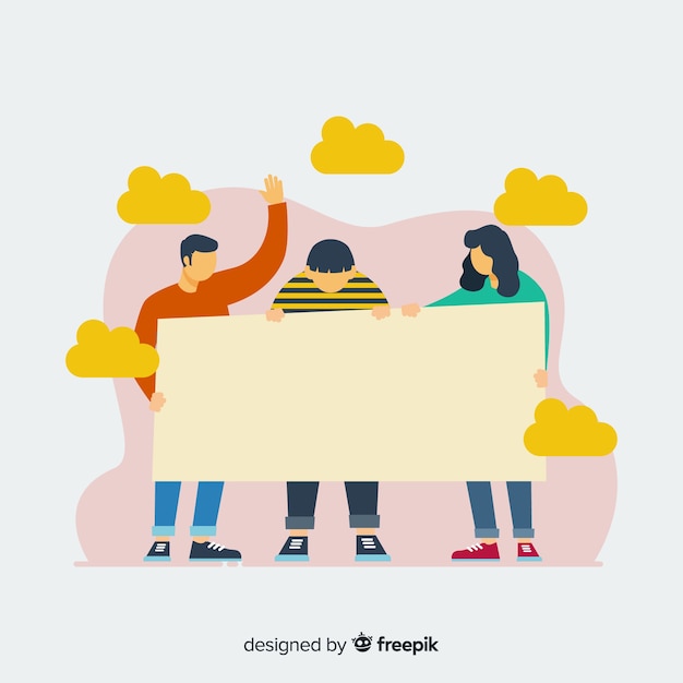 Free vector people holding blank sign