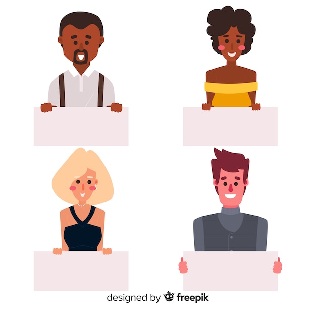 Free vector people holding clean placards