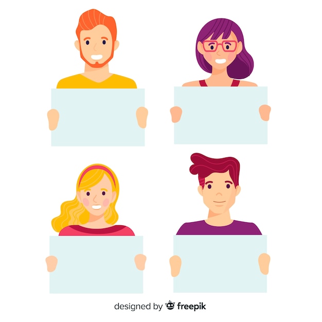 Free vector people holding clean placards