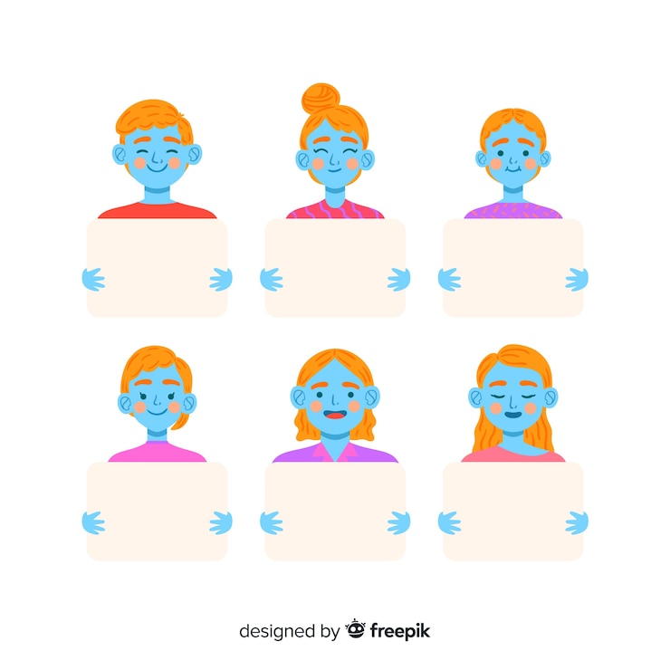 Free Vector people holding clean placards