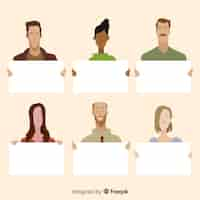 Free vector people holding clean placards