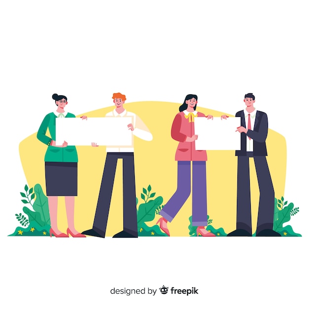 Free vector people holding clean placards