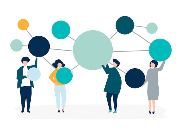 Free vector people holding connected copy space circle icons