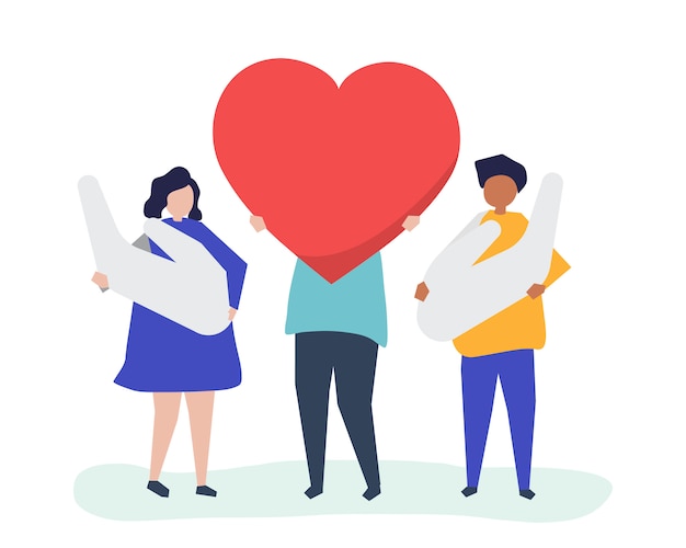 Free vector people holding heart and hand icons