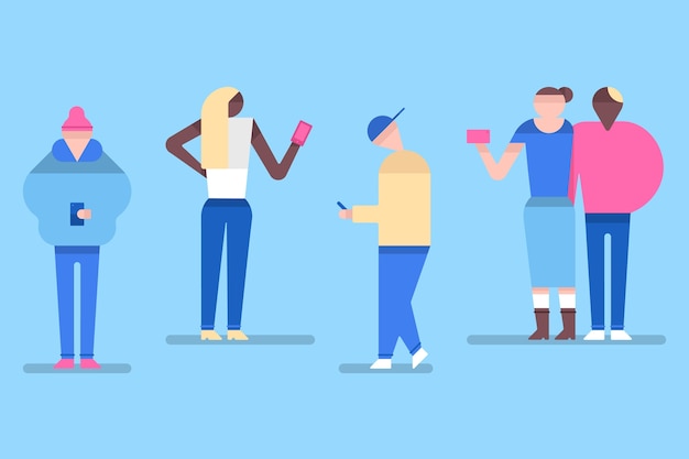 Free vector people holding mobile devices