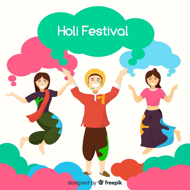 मुफ़्त वेक्टर होली त्योहार पृष्ठभूमि पर लोग
