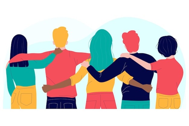 Free vector people hugging flat design