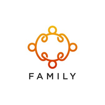 Люди человеческая семья единство вместе линия искусства стиль логотип значок иллюстрации premium векторы