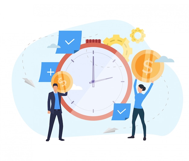 Free vector people investing money in watch landing page