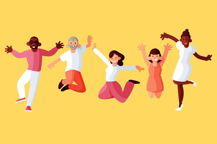 Free Vector people jumping on youth day cocnept