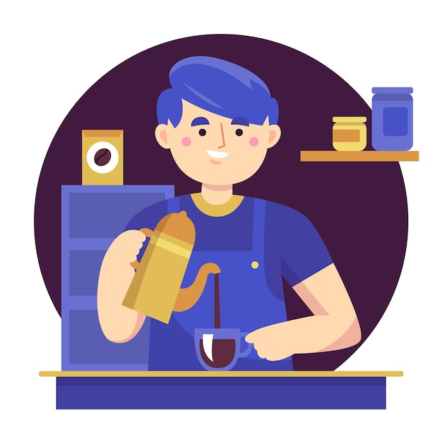 Free vector people making coffee in different methods