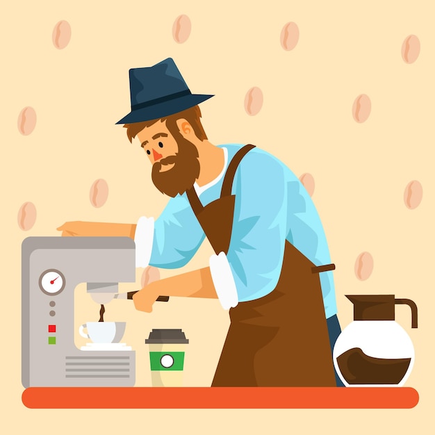 Free vector people making different coffee methods