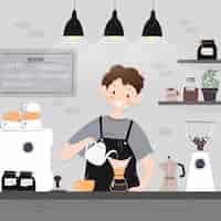 Бесплатное векторное изображение Люди делают разные способы приготовления кофе