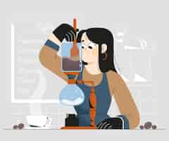 Free vector people making different coffee methods