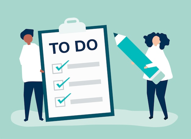 People making a to-do list illustration