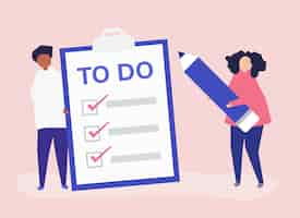 Free vector people making a to-do list illustration