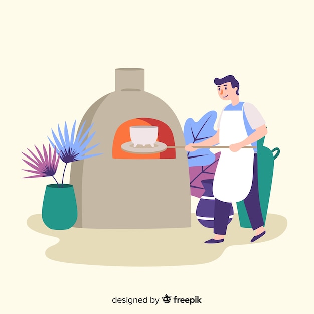 Free vector people making pottery flat design