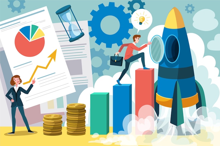Free Vector people making together a start-up