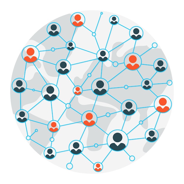 people map. communication and social networks map illustration
