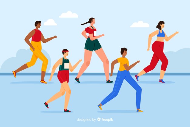 Free vector people on a marathon race