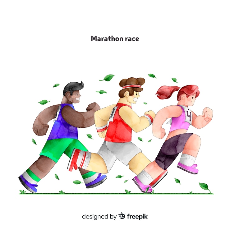 Free Vector people on a marathon race