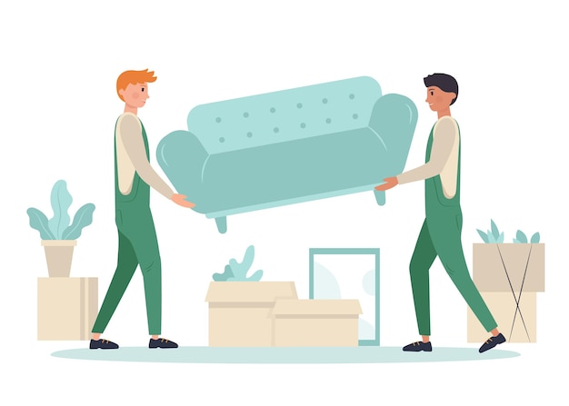 People moving furniture illustrated