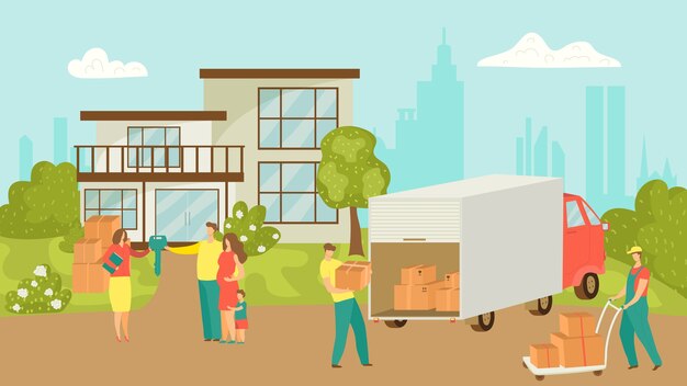 Free Vector Woman Sitting On A Truck And Moving Houses
