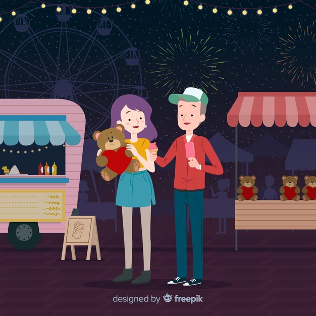 People at a night fair