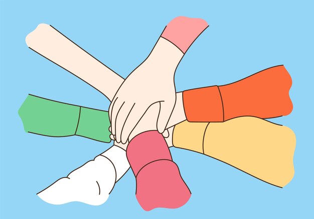 時計とメガホンのチームワークのイラスト プレミアムベクター