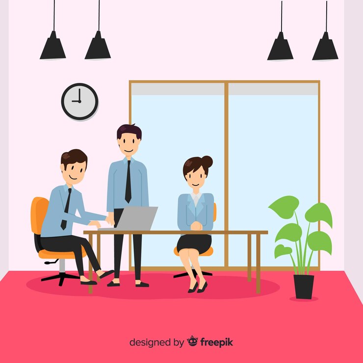 무료 Vector 사무실 배경에 있는 사람들