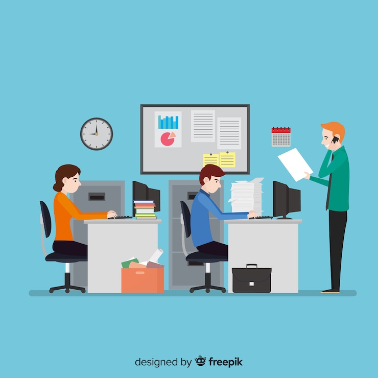 Free Vector people at the office background