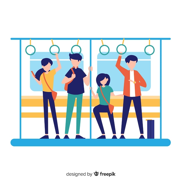 Бесплатное векторное изображение Люди на фоне метро