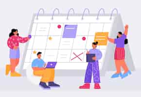 Free vector people organize work with calendar schedule