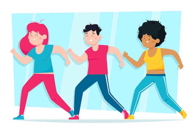 Free vector people participating in a dance fitness class