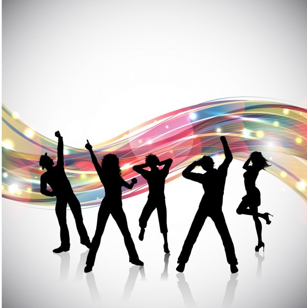 Free vector people partying silhouettes background