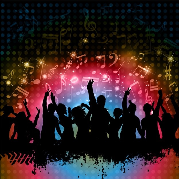 People Partying Silhouettes Background