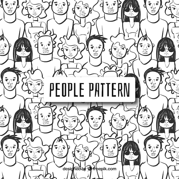 Free vector people pattern in hand drawn style